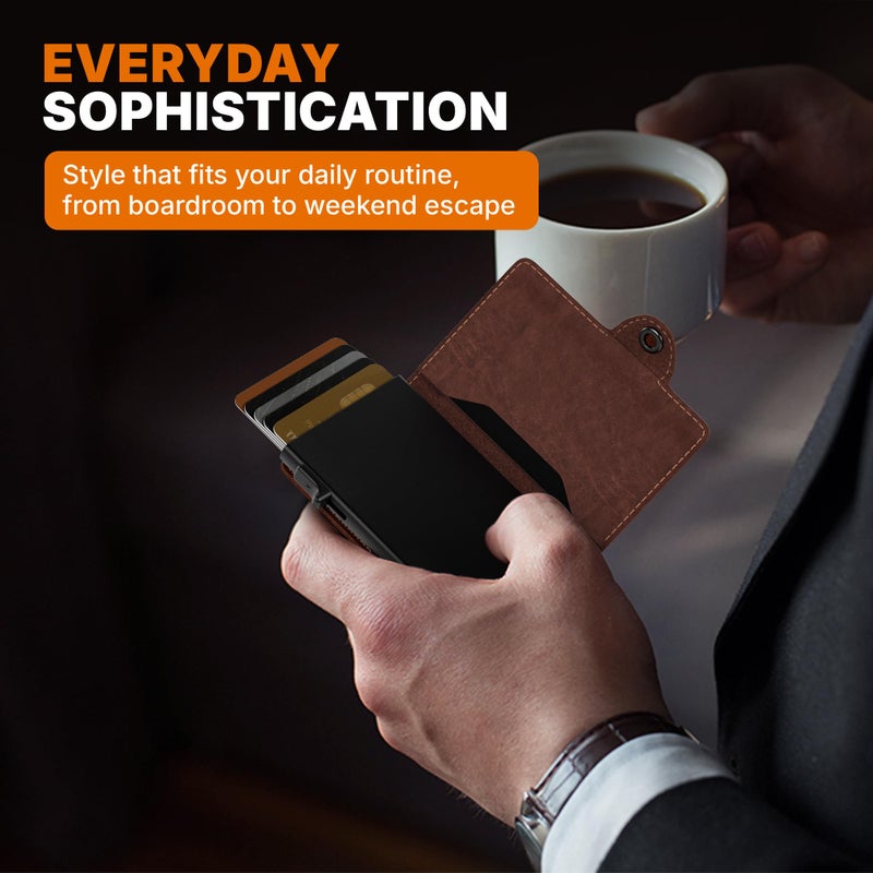 Conceal Plus Pop Up Wallet for Men â€“ RFID Blocking Leather Card Holder Wallet, Automatic Pop-Up Card Ejector, Slim Minimalist Front Pocket Wallet, Holds Up to 10 Cards + Cash - Image 5